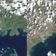 Izquierda 26 de septiembre, derecha 12 de octubre. Imagen: NASA Earth Observatory.
